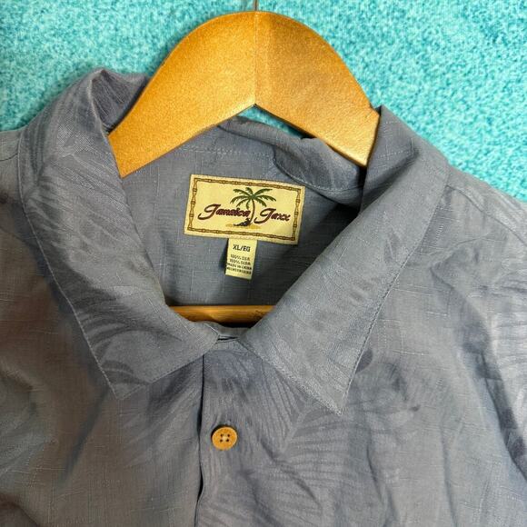 Jamaica Jaxx Men’s L Hawaiian Shirt – 100% Silk Palm Tree Camp Aloha – Vintage - Picture 11 of 16